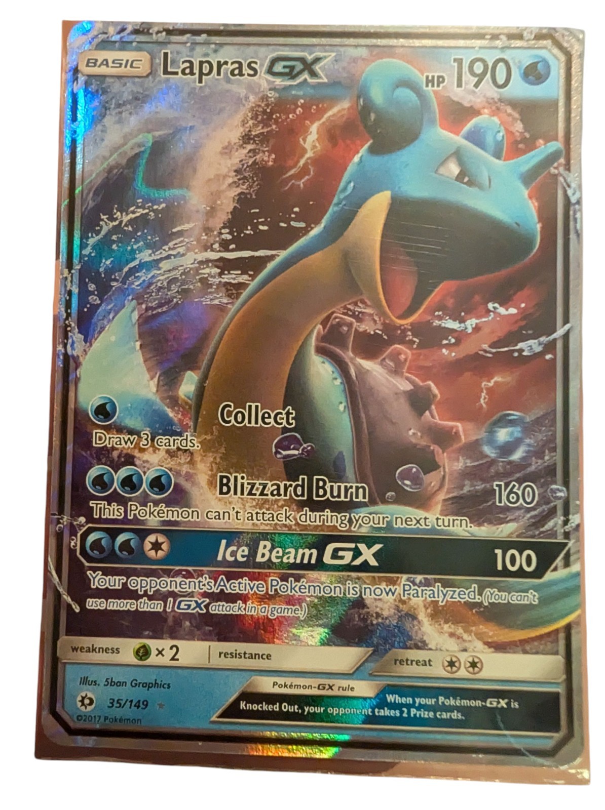 Pokemon TCG Lapras GX Holo Card 35/149 Sun & Moon Mint Condition