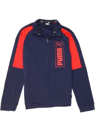 Puma Jungen Graphic Trainingsanzug Oberteil Jacke 15-16 Jahre Navy Blau Colourblock BZ22