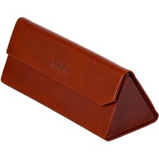 Leather Glasses Case - Hard Shell Sunglasses Case With Magnetic Cognac Brown