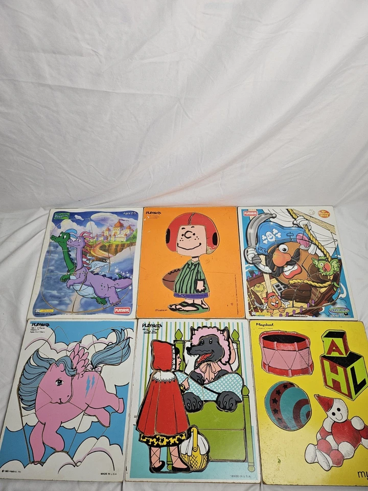 Lote de 17 rompecabezas de madera Playskool de colección para niños Plaza Sésamo Mickey Disney años 80’s Foto 3 de 4