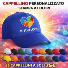 25 CAPPELLINI PERSONALIZZATI CON STAMPA A COLORI GADGET REGALO LOGO AZIENDA
