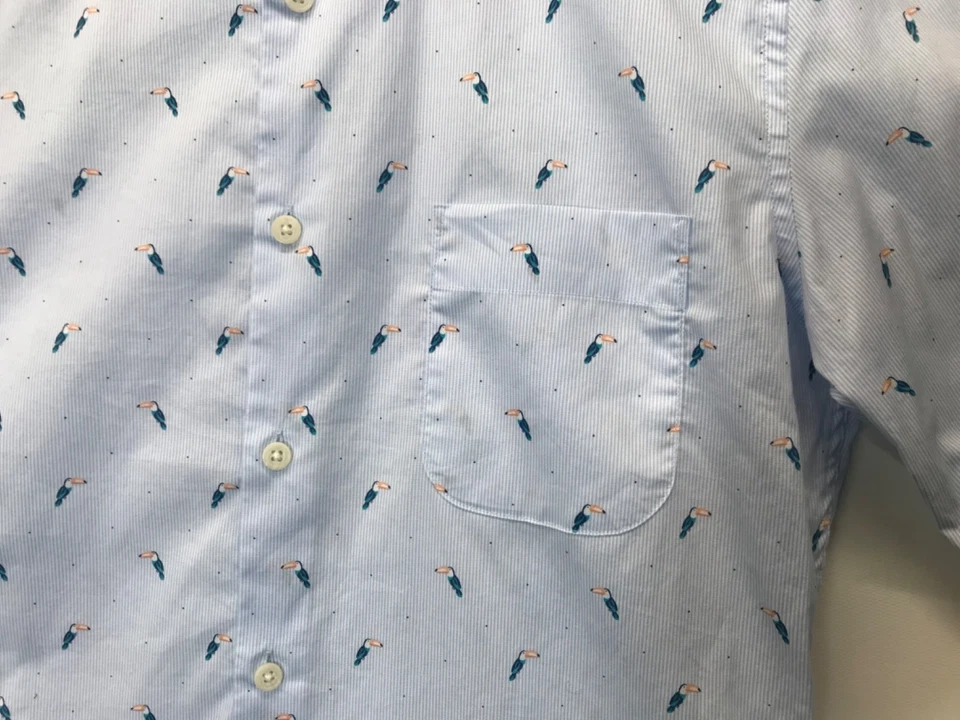 Camisa Bar III Para Hombre S 14-14.5 32-33 Pájaros Manga Larga Abotonada Elastizada Calce Ajustado Foto 3 de 4