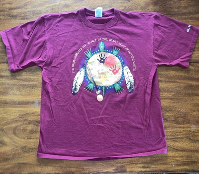 #ad VTG Lakota Designs Native American 1st Nation Turtle Drum Red T Shirt Mens XL $14.99