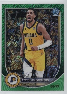 2025-26 Bowman Chrome Green Shimmer Refractor /99 Tyrese Haliburton #BCV-77 ux8