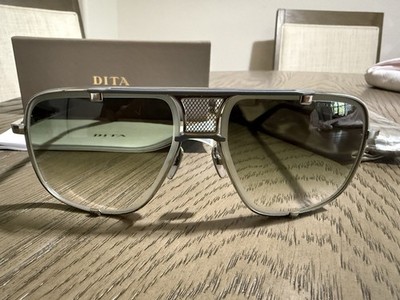 $1195 NWT Dita Men's Mach-Five Silver DRX2087 Aviator Sunglasses 64-14-127