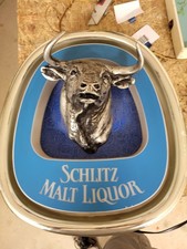 Vintage Schlitz Malt Liquor Bull Lighted Sign (1980) 18x16 Inches