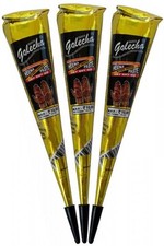 3x Golecha Henna Mehandi Paste Black Cones, Schwarze Kegel - 75g