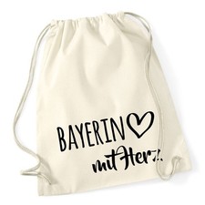 Turnbeutel Bayerin mit Herz Geschenkidee Bayerin Geschenk Pr&auml;sent Mitbringsel So