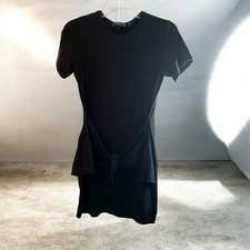 Theory Black Mini Dress with Short Sleeves and Twist Front Tie Size P 0-2 