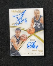 2014-15 Panini Immaculate #DA-TD Tony Parker Danny Green Dual Auto 41/49 WU89