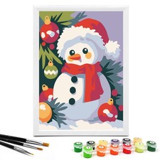 Paint By Numbers For Kids Ages 4-8 DIY Art Kit Cute Snowman Gift 7x9.5 Inch