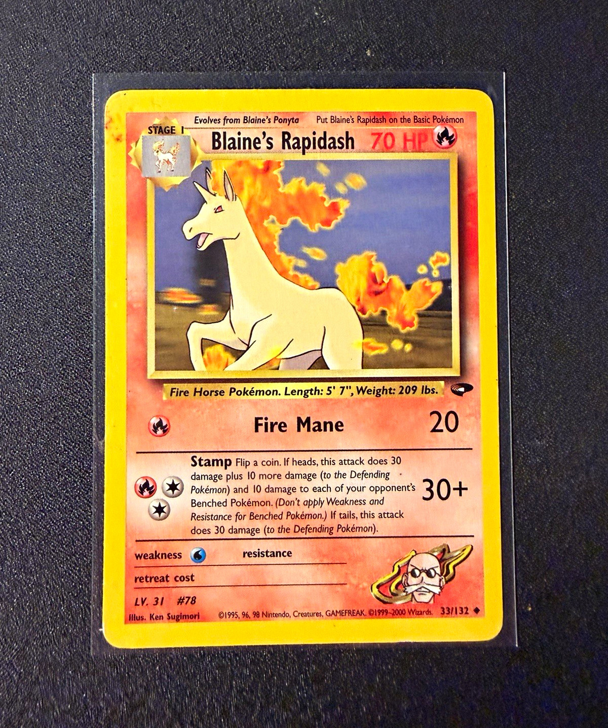 Wizards Pokemon TCG Blaine's Rapidash 33/132 Gym Challenge Unc Eng 70HP