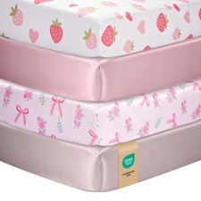 Pack and Play Sheets Fitted, Mini Crib Sheets 38x26 Inch for Pack N Play Matt...