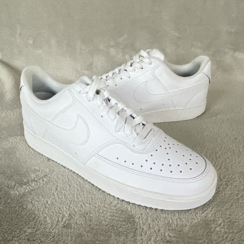 Nike Court Vision Low Men's Sneakers Shoes Size 10.5 Triple White Leather NEW - Bild 3 von 9