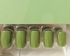 Red Aspen Press On Short Square Fall Green Shiny Olive A Good Book 🫒