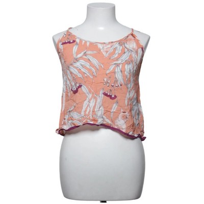 Midnight Bakery, Tank­top, Größe: M, Orange/Weiß/Lila, Viskose, Blumen #oxY