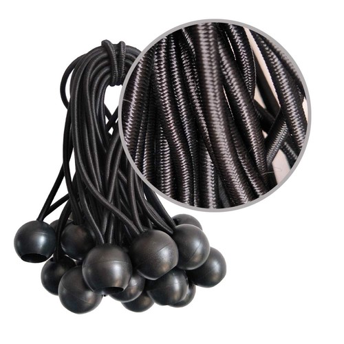 Ball Bungee Cords, 50 Packs, 4 Inch Black Tie Down Cords for Tarp, Canopy She... - Picture 3 of 5