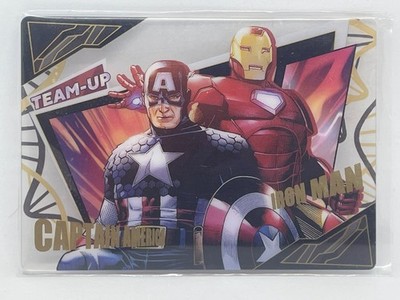 2024 Marvel Universe Evolution Team-Ups Gold SSP #12 Iron Man & Captain America