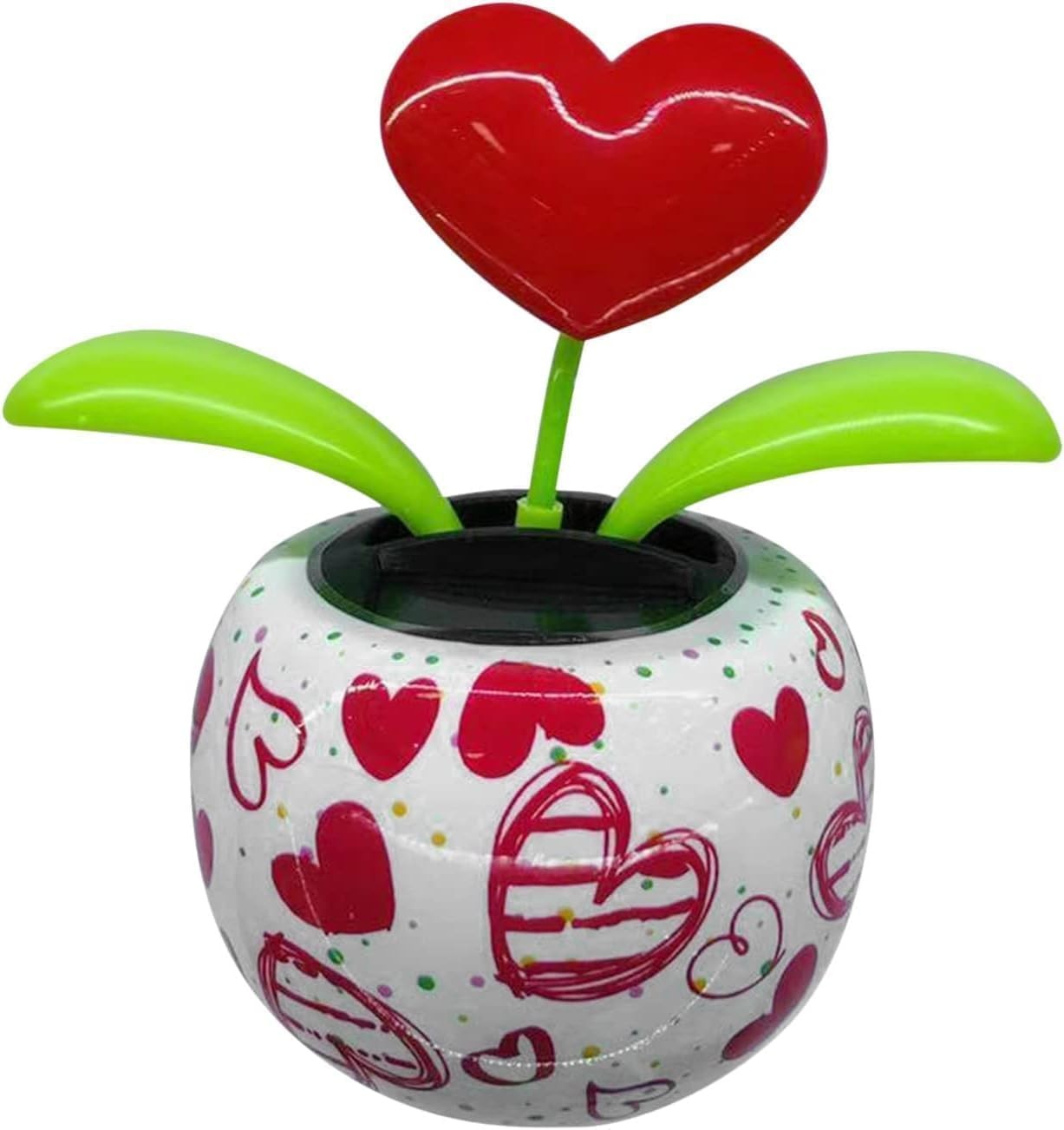 Red Solar Powered Dancing Figurines Toy Solar Dance Flower Heart Swing Dancing