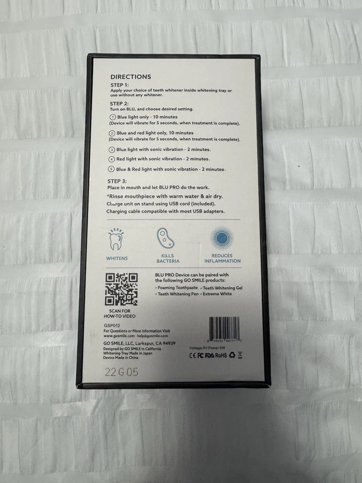 GO SMILE BLU 专业声波牙齿美白套装 - 白色(全新) — 第 4/4 张图片