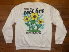 MTV Music Television Keep It Cool Bro Flowers Graphic Sweatshirt Size L RARE