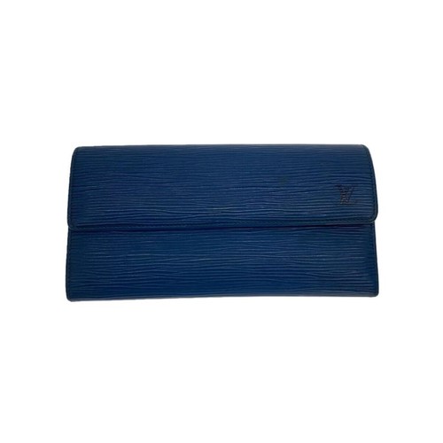 Louis Vuitton Long Leather Wallet Blue Ladies Pre-owned From Japan