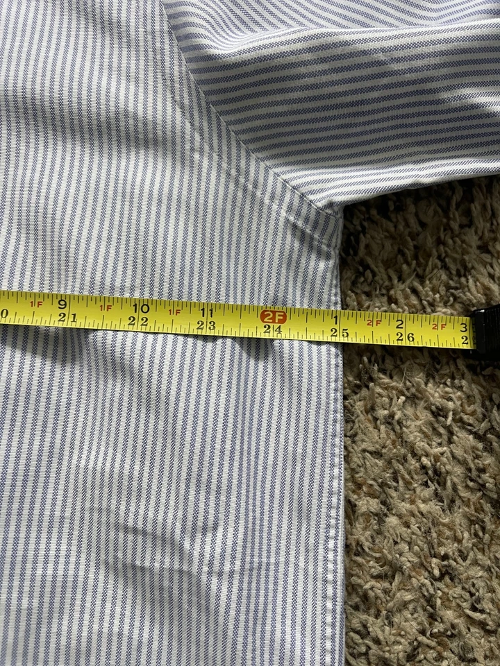 Camisa LL Bean Para Hombres 16.5 Azul Blanco Rayas Botones Oxford OCBD Foto 4 de 4
