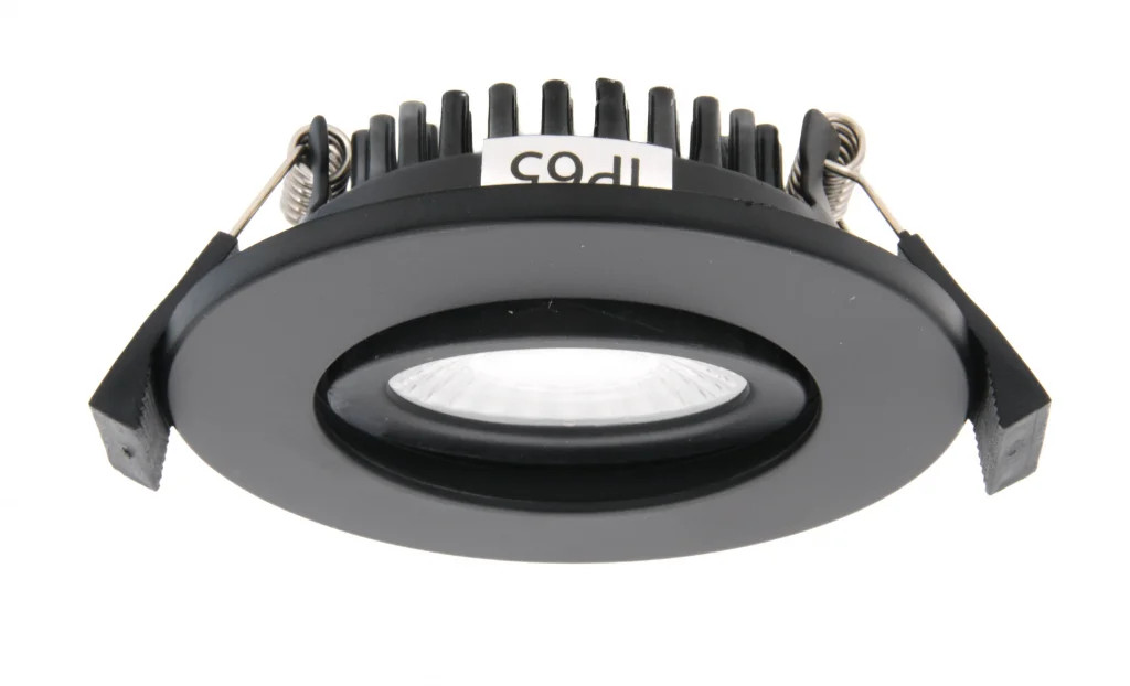 Downlight Black Como Slim Tilt 5w LED Satin IP65 4000K 500lm 60° Beam Spa