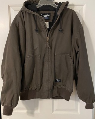  Walls Workwear Duck Canvas Fleece Lined Hood Chore Jacket Mens XL Drawstring