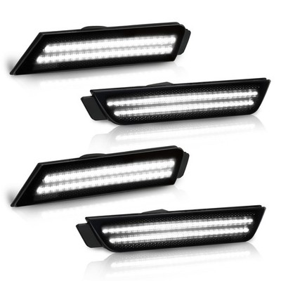 White Front Rear Fender Side Marker LED Lights Smoked For 2010-2015 Chevy Camaro