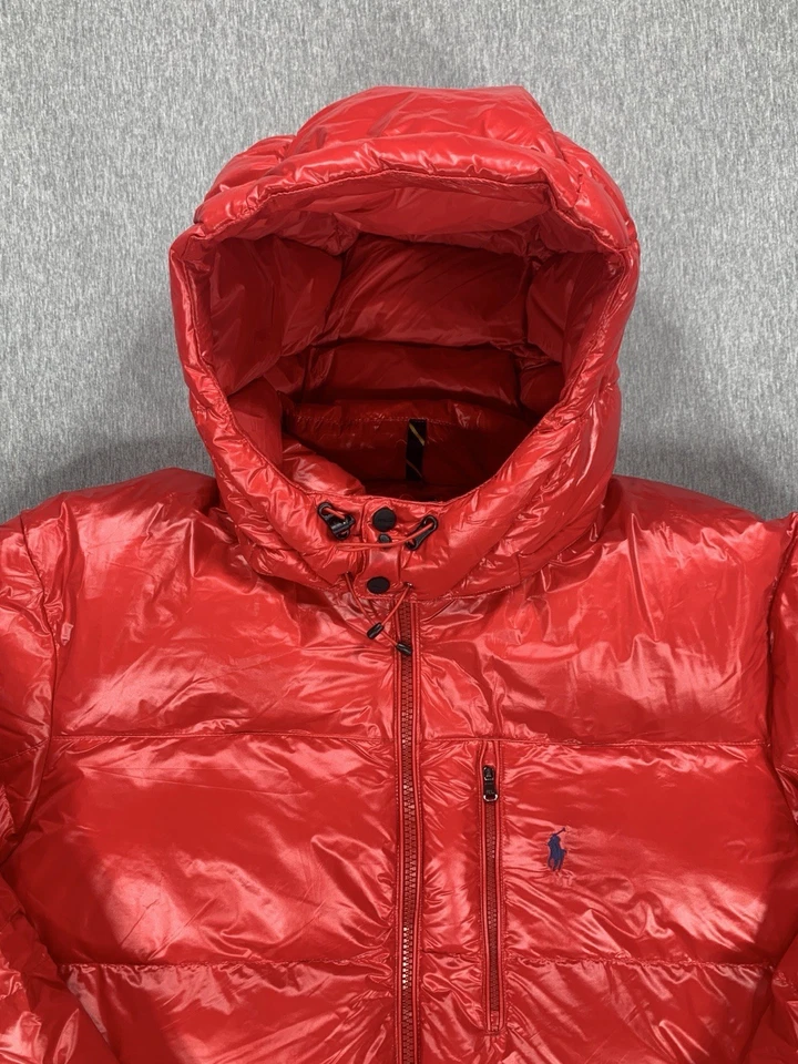 Polo Ralph Lauren Big & Tall Full Zip Hooded Down Puffer Red Jacket Men's 3XLT - Image 2 of 4