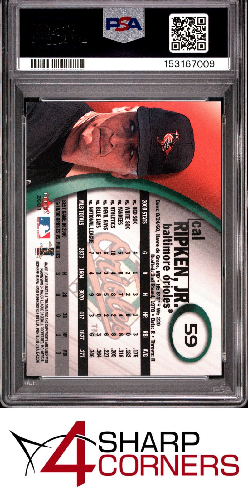 2001 FLEER E-X #59 CAL RIPKEN JR. ORIOLES HOF PSA 10 view 2