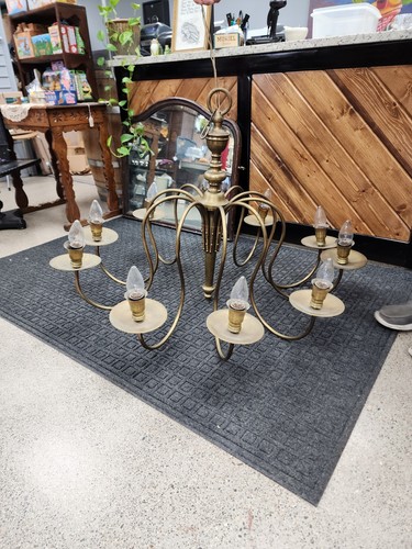 Huge Vintage Brass Candelabra 10 Arm - Light Electric From Spain Chandelier - Picture 5 of 13