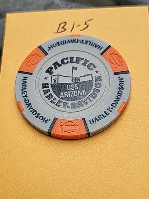 Harley Davidson Poker  Chip Hawaii Honolulu USS Arizona B1-5
