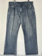 Flypaper Mens W38XL32 Bootcut Jeans Blue Solid Distressed See Pics For Flaws