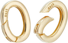PH Pandahall 18K Gold over 925 Sterling Silver Spring Gate Rings Clasp, 2Pcs Nec