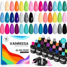 24 Pcs Gel Nail Polish Set, 21 Colors Gel Polish with Base Coat Glossy & Matte