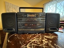 JVC PC-X110 Portable CD System AM/FM Dual Cassette Boombox with Remote Control