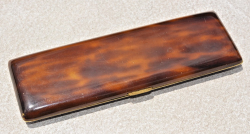 RARE Vintage 1930s Tortoise Shell 6" CIGARETTE CASE L.S. Mayer Ges.Gesch Germany