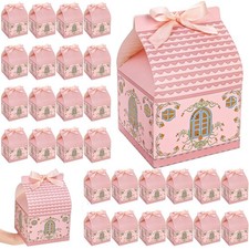 50 Pieces House Shaped Gift Boxes, Large Party Favor Treat with Handle Ribbon...