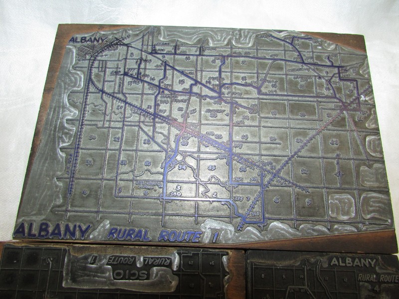 Albany and Scio Oregon Rural Route Print Blocks Letterpress Printing Press