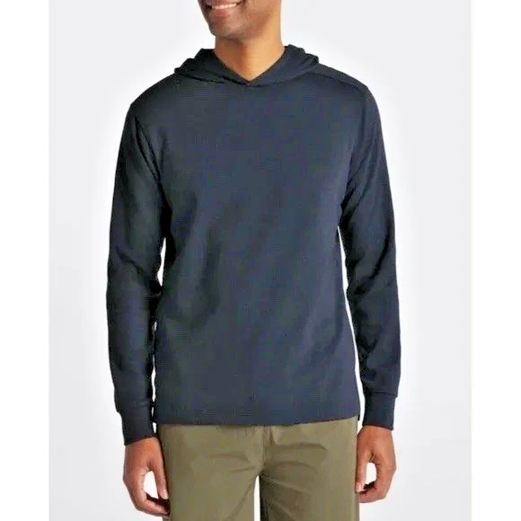 01.Algo Men’s Albany Thermal Performance Indigo Hoodie Shirt Size S (H8)