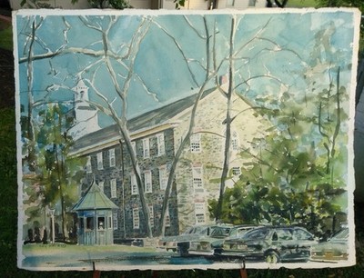 RAIMOND DEL NOCE SIGNED-ORIGINAL WATER COLOR - HAGLEY MUSEUM CHRISTIANA DELAWARE