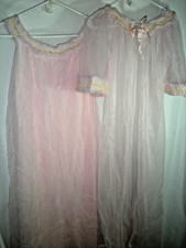 womens Vintage Tosca Lingerie Sheer Lace Bridal Peignoir Nightgown Robe Set M