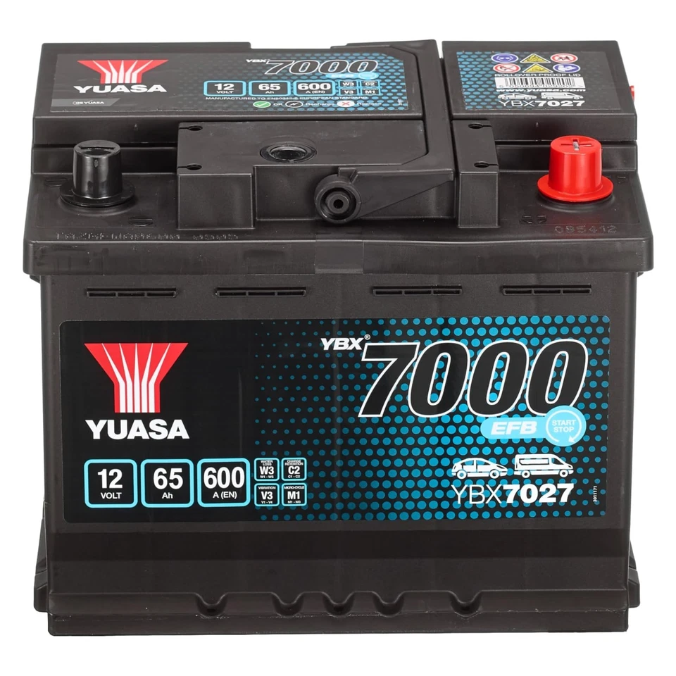 EFB Car Battery 65Ah Yuasa YBX7027 12V 600A Start-Stop Starter Battery YBX7000 - Image 3 of 3