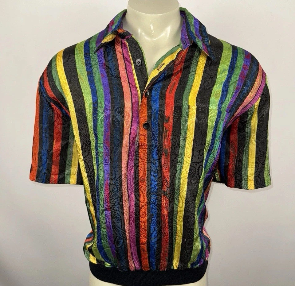 Alan Stuart Shirt Mens XL Vtg 60s 70s Disco Club Saturday Night Fever Hippy Nik - Image 2 of 4