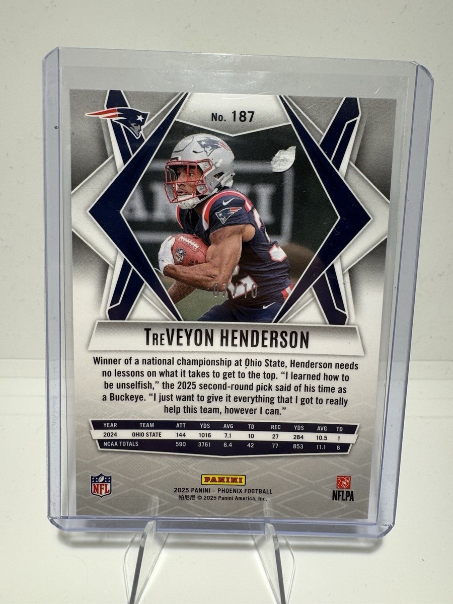 2025 Panini Phoenix - Rookies TreVeyon Henderson #187 Gold /10 (RC