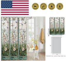 Waterproof Shower Curtain Stained Glass Meadow Flower Dragonfly Print Polyest...