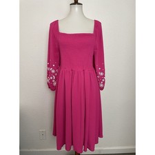Torrid Dress Women Sz 2 Mini Pullover Smocked Floral Print Stretch Pink