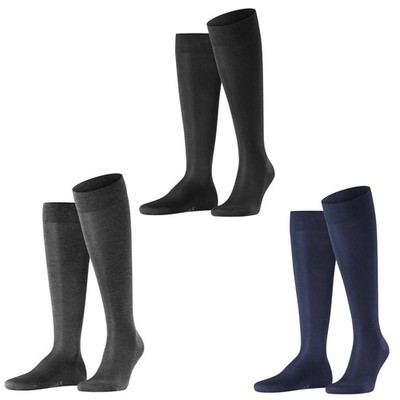 FALKE Men's Knee High Socks - Tiago, Socks, Organic Cotton, Logo, Long, Plain...